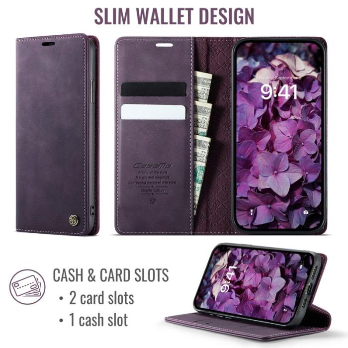 Caseme - CASEME 033 Mobilskal till iPhone XS/X RFID Blocker Läder Lila