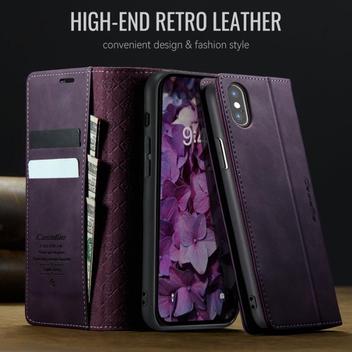 Caseme - CASEME 033 Mobilskal till iPhone XS/X RFID Blocker Läder Lila