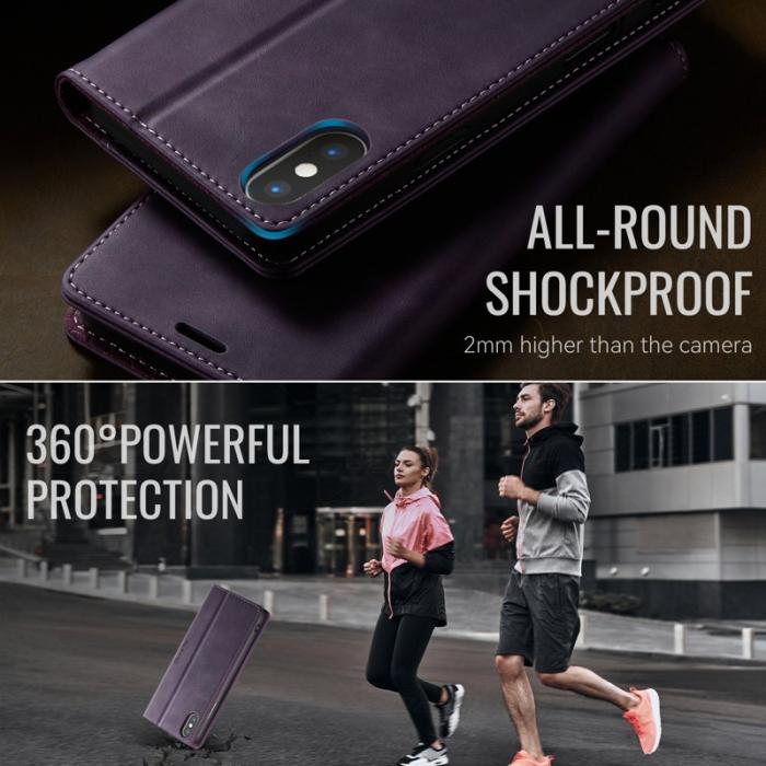 Caseme - CASEME 033 Mobilskal till iPhone XS/X RFID Blocker Läder Lila