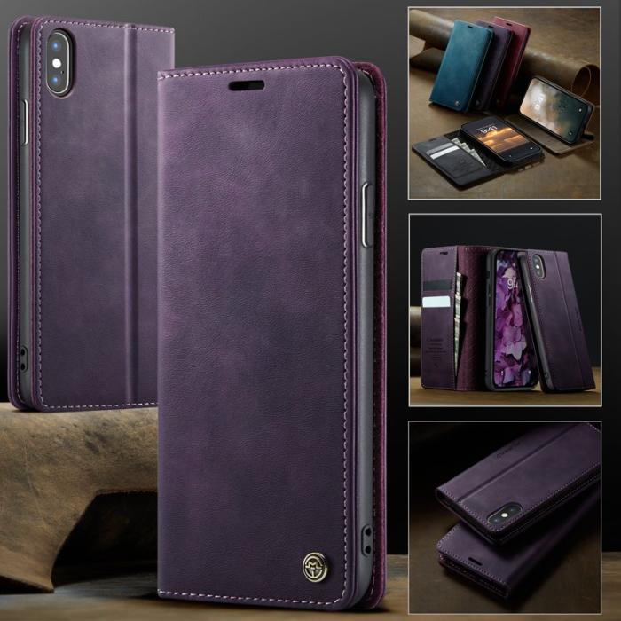 Caseme - CASEME 033 Mobilskal till iPhone XS/X RFID Blocker Läder Lila