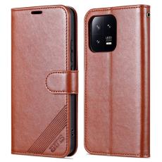 AZNS - AZNS Xiaomi 13 5G Flip Pl&aring;nboksfodral - Anti-scratch Konstl&auml;der - Brun