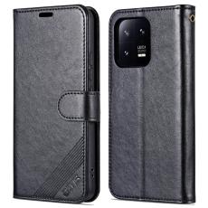AZNS - AZNS Xiaomi 13 5G Flip Pl&aring;nboksfodral - Anti-scratch Konstl&auml;der - Svart