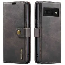 DG.MING - DG.MING Google Pixel 7 Pro 5G 2-in-1 &Auml;kta L&auml;der Pl&aring;nboksfodral Gr&aring;