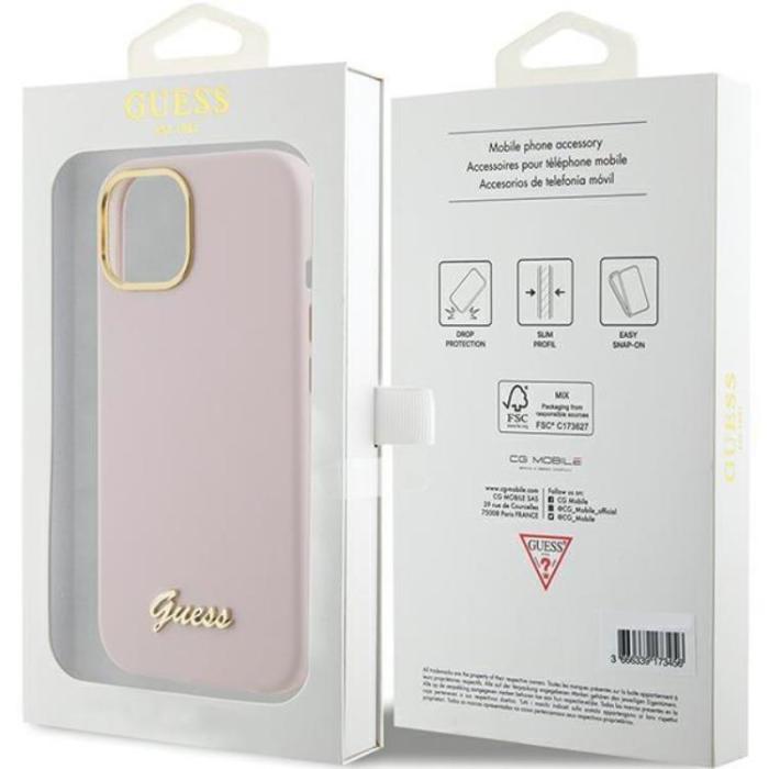 Guess - Guess iPhone 15 Pro Max Mobilskal Silikon Script Metal Logo