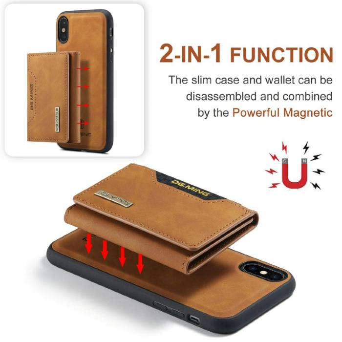 DG.MING - DG.MING M2 Series Magnetiskt Plånboksfodral Konstläder för iPhone X/XS - Brun
