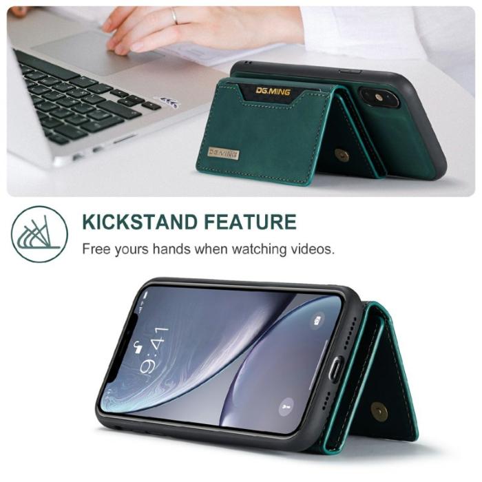 DG.MING - DG.MING M2 Series Magnetiskt Plånboksfodral Konstläder för iPhone X/XS - Grön