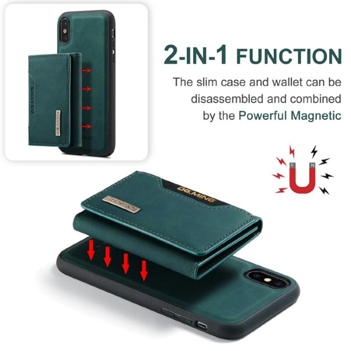 DG.MING - DG.MING M2 Series Magnetiskt Plånboksfodral Konstläder för iPhone X/XS - Grön