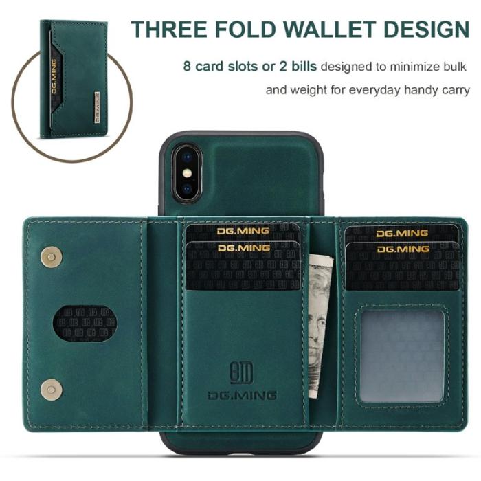 DG.MING - DG.MING M2 Series Magnetiskt Plånboksfodral Konstläder för iPhone X/XS - Grön