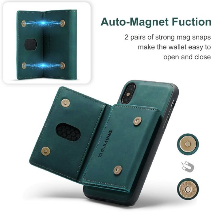 DG.MING - DG.MING M2 Series Magnetiskt Plånboksfodral Konstläder för iPhone X/XS - Grön