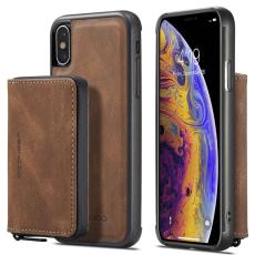 JEEHOOD - JEEHOOD Mobilskal till iPhone XS Max Detachable Zipper Wallet Brun