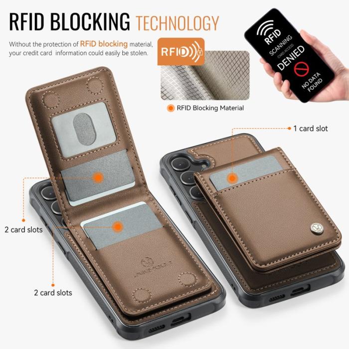 JEEHOOD - JEEHOOD J06 Konstläder fodral till Samsung Galaxy S23 FE - Brun
