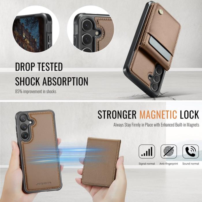 JEEHOOD - JEEHOOD J06 Konstläder fodral till Samsung Galaxy S23 FE - Brun