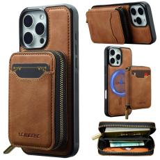 LC.imeeke - LC.IMEEKE L6 iPhone 14 Pro Max Pl&aring;nboksfodral Konstl&auml;der - Brun