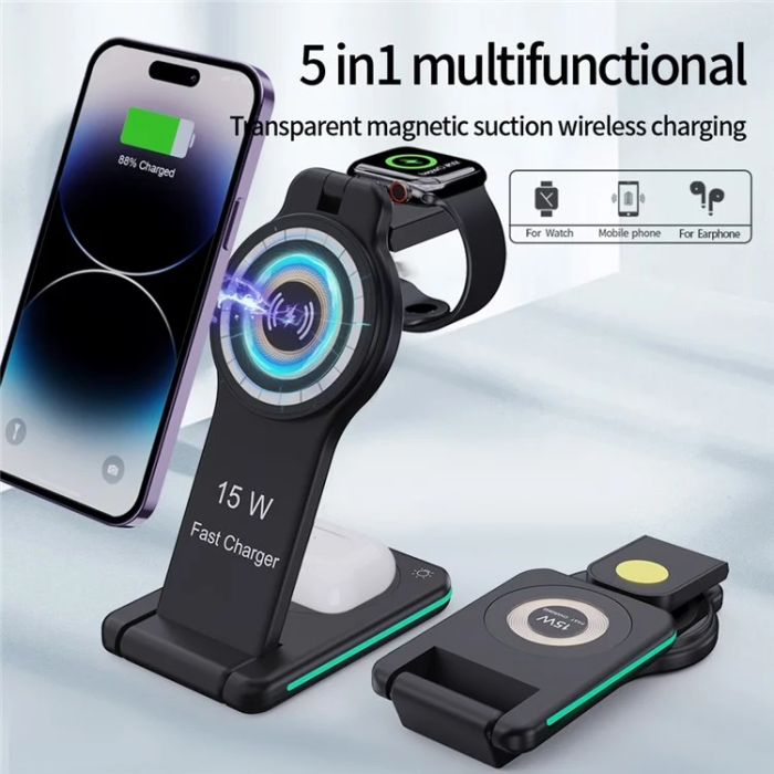 OEM - 4in1 MagSafe Trådlös Laddare iPhone, Apple Watch, Airpods