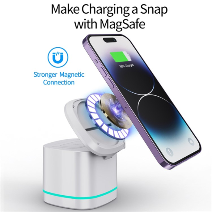 Hoco - 3in1 Magnetisk Trådlös Laddare för Mobil, Smartklocka, Hörlurar H32