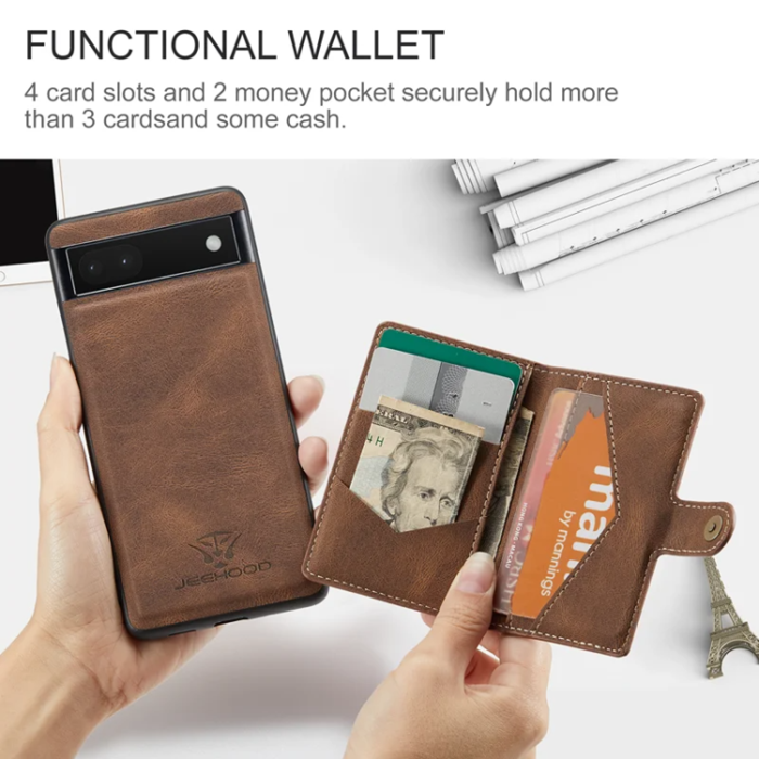 OEM - JEEHOOD Google Pixel 6a Fodral KonstLäder - Brun