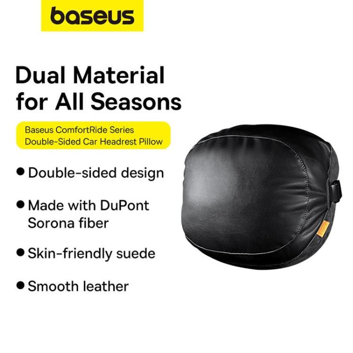 BASEUS - Baseus Bilnackstödskudde med 2 Material ComfortRide Series - Svart