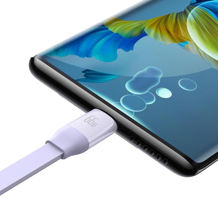 BASEUS - Baseus Retractable 3in1 microUSB/Lightning/Typ-C 66W 1.1m - Lila