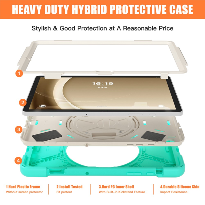 A-One Brand - Galaxy Tab A9 Plus Mobilskal Silikon Rotary Kickstand