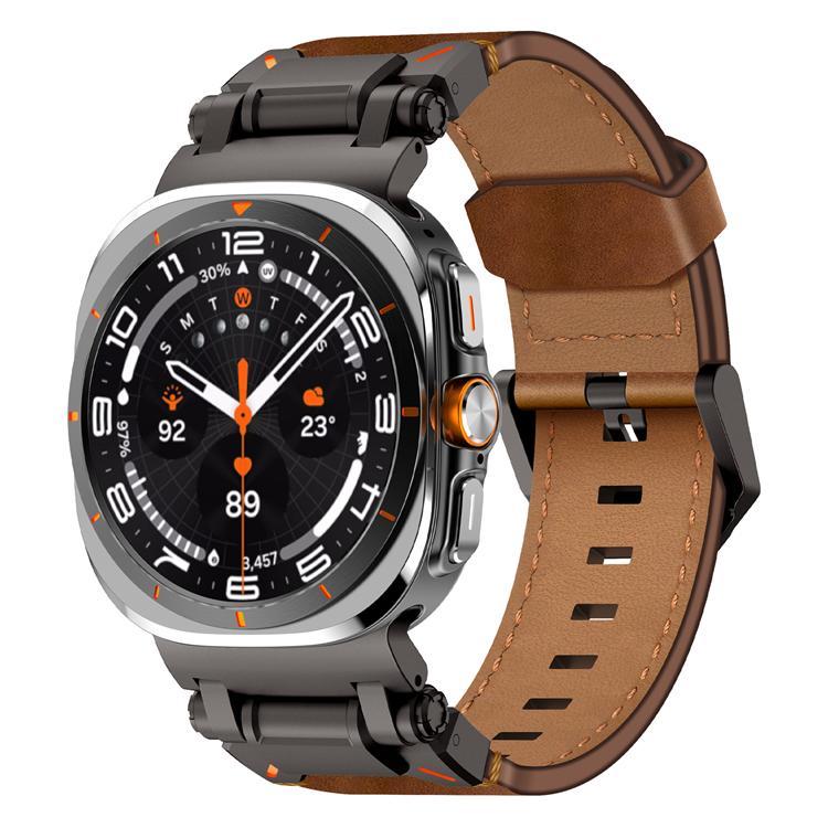Galaxy Watch Ultra (47mm) Armband Svart Äkta Läder - Brun | 5123 | AlltMobil