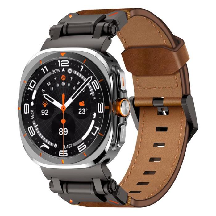 Boom of Sweden - Galaxy Watch Ultra (47mm) Armband Svart Äkta Läder - Brun
