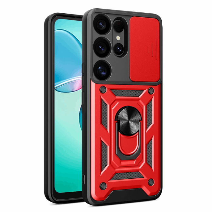 OEM - Galaxy S25 Ultra Mobilskal Hybrid Armor Camshield - Röd