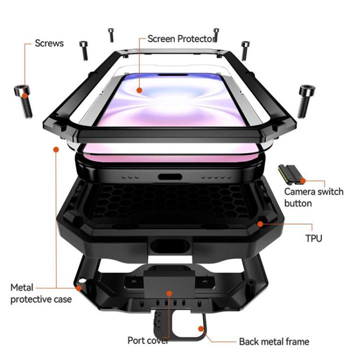 R-JUST - R-JUST iPhone 17 Mobilskal Med Härdad Glas - Svart