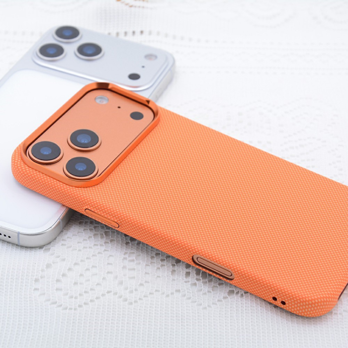 A-One Brand - iPhone 17 Pro Mobilskal Magsafe Carbon Fiber Texture - Orange Dots
