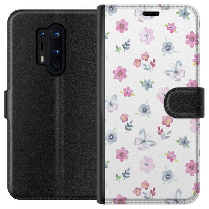 iSecrets - Plånboksfodral till OnePlus 8 Pro med Blommor och fjärillar