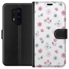 Gustaf - Pl&aring;nboksfodral till OnePlus 8 Pro med Blommor och fj&auml;rillar