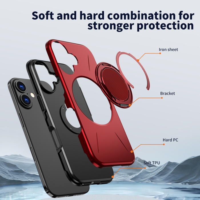 A-One Brand - iPhone 16 Plus Mobilskal MagSafe Rotating Kickstand TPU + PC