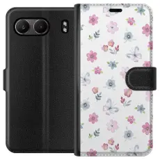 Gustaf - Pl&aring;nboksfodral till OnePlus Nord 4 med Blommor och fj&auml;rillar