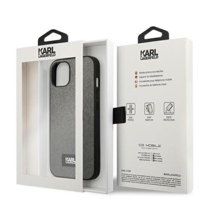 KARL LAGERFELD - Karl Lagerfeld iPhone 13 mini Skal Saffiano Plaque - Silver