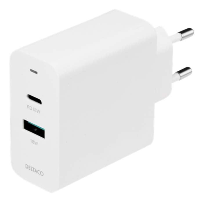 UTGATT1 - Deltaco PD Väggladdare USB Till USB-C 36 W - Vit