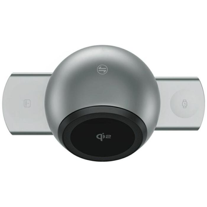 4smarts - 4smarts Qi2 Trådlös Laddare Apple Watch iPhone Airpods ChargeBot Sound - Grå