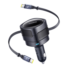 BASEUS - Baseus Billaddare USB-C Till USB-C Kabel Retractable 60W - Svart