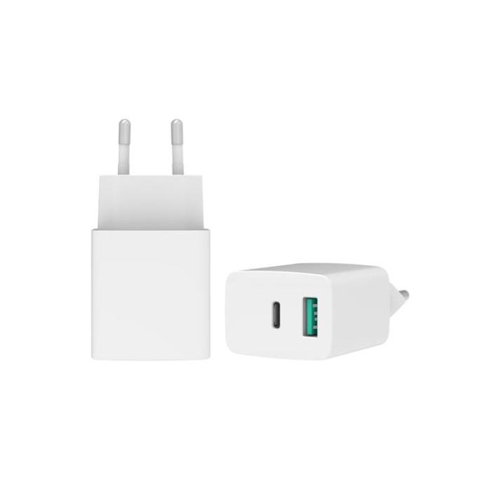 QUALO - QUALO Snabbladdare 30W 1xUSB-C 1xUSB-A Återvinning - Vit