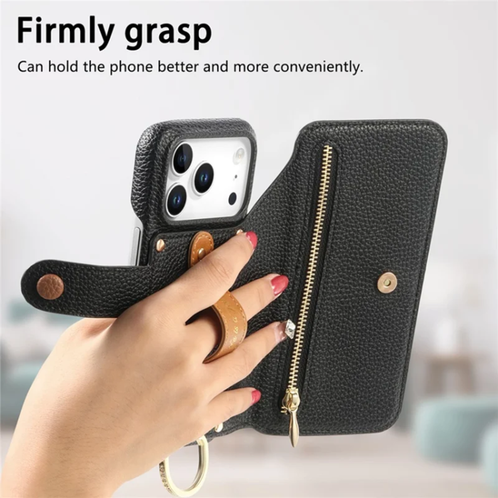 A-One Brand - iPhone 17 Pro Plånboksfodral RFID Blocking Zipper - Svart