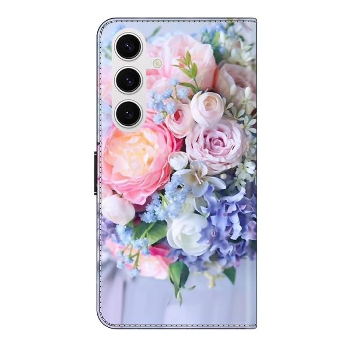 OEM - Samsung Galaxy S26 Plånboksfodral Magnetisk Stängning Konstläder Färgglad Blomma