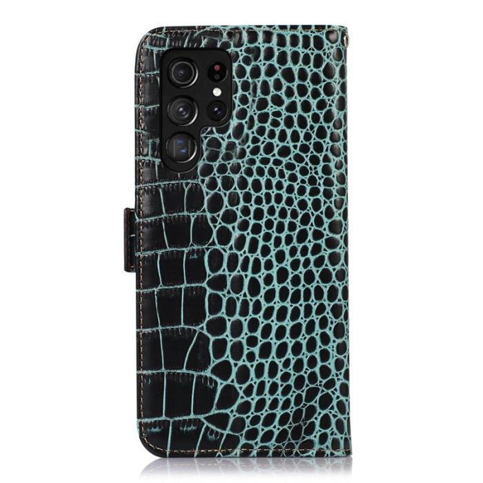 OEM - Samsung Galaxy S26 Ultra Fodral RFID Skydd Äkta Läder - Grön