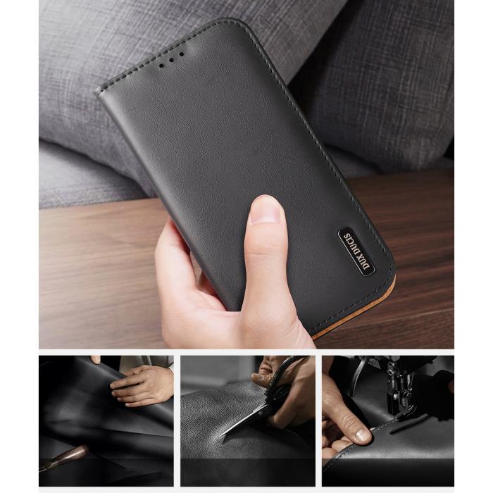 Dux Ducis - Dux Ducis iPhone 14 Plånboksfodral Äkta Läder Hivo Flip - Svart