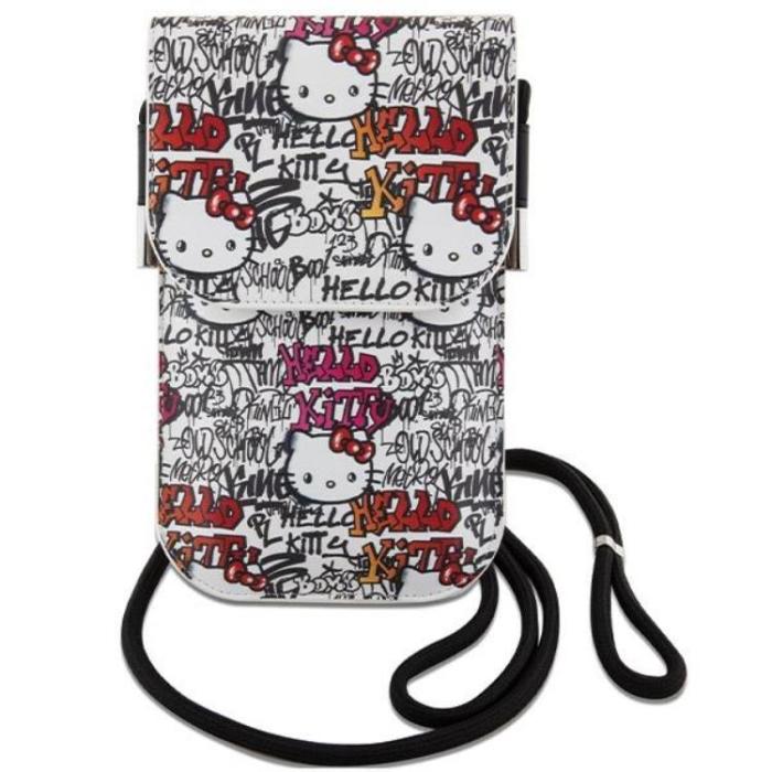 Hello Kitty - Hello Kitty Halsbandsfodral Läder Tags Graffiti - Beige