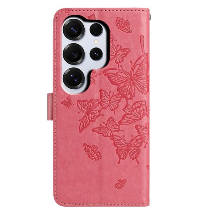 OEM - Samsung Galaxy S26 Ultra Plånboksfodral Fjäril Präglat Konstläder Flip - Rosa