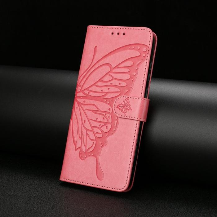 OEM - Samsung Galaxy S26 Ultra Plånboksfodral Fjäril Präglat Konstläder Flip - Rosa