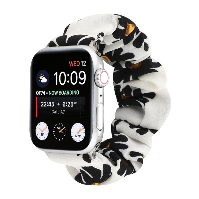 UTGATT5 - Armband Scrunchie Apple Watch 1/2/3/4/5/6/SE 38/40mm Svart Maskros