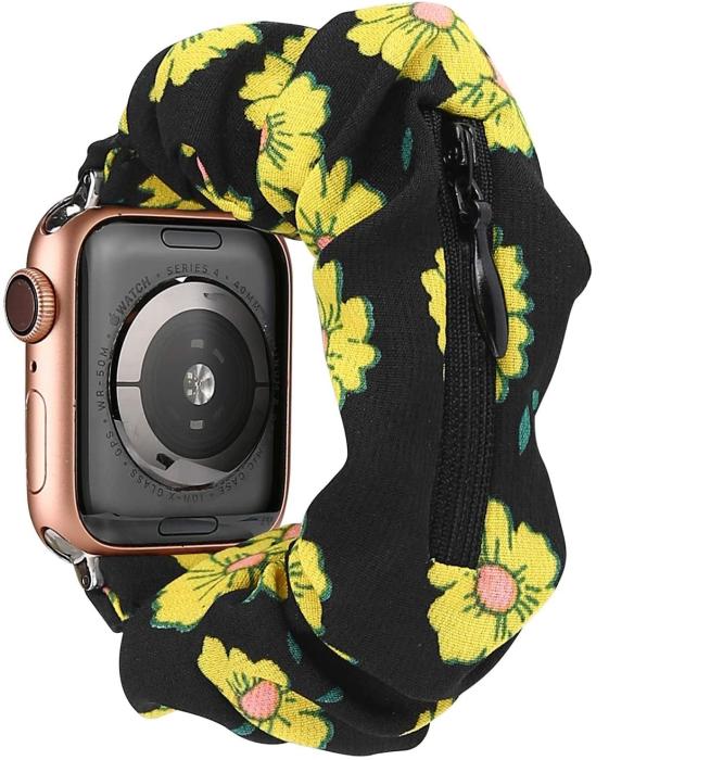 A-One Brand - Armband Scrunchie kompatibel med Apple Watch 4/5/6/SE 42/44mm Blomma