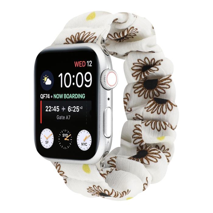 UTGATT1 - Armband Scrunchie Apple Watch 1/2/3/4/5/6/SE 38/40mm Svart Tusensköna