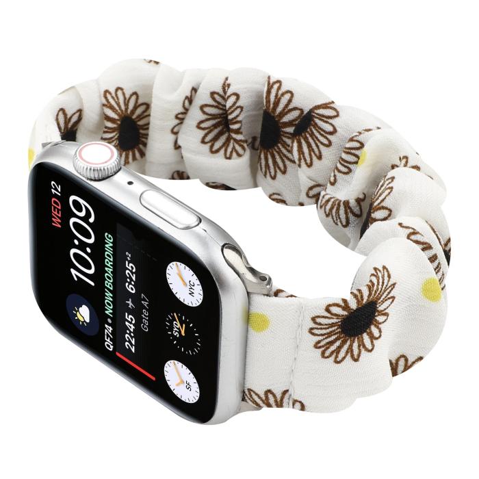 UTGATT1 - Armband Scrunchie Apple Watch 1/2/3/4/5/6/SE 38/40mm Svart Tusensköna