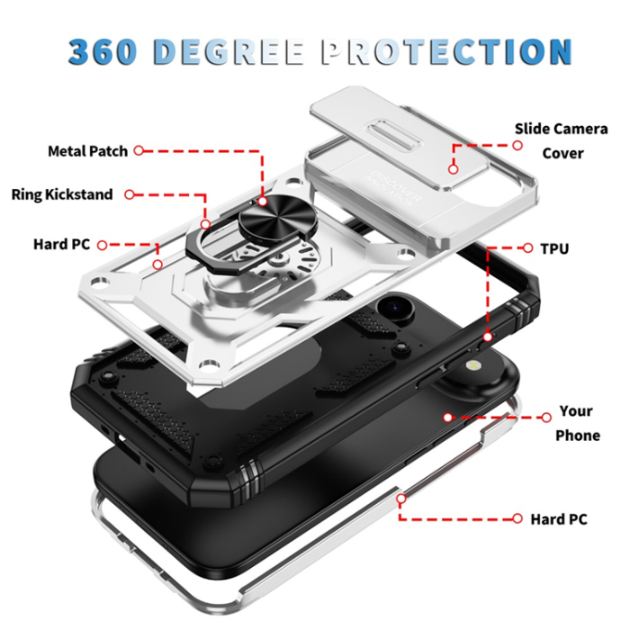 A-One Brand - iPhone Air Mobilskal Slide Camshield Kickstand - Vit