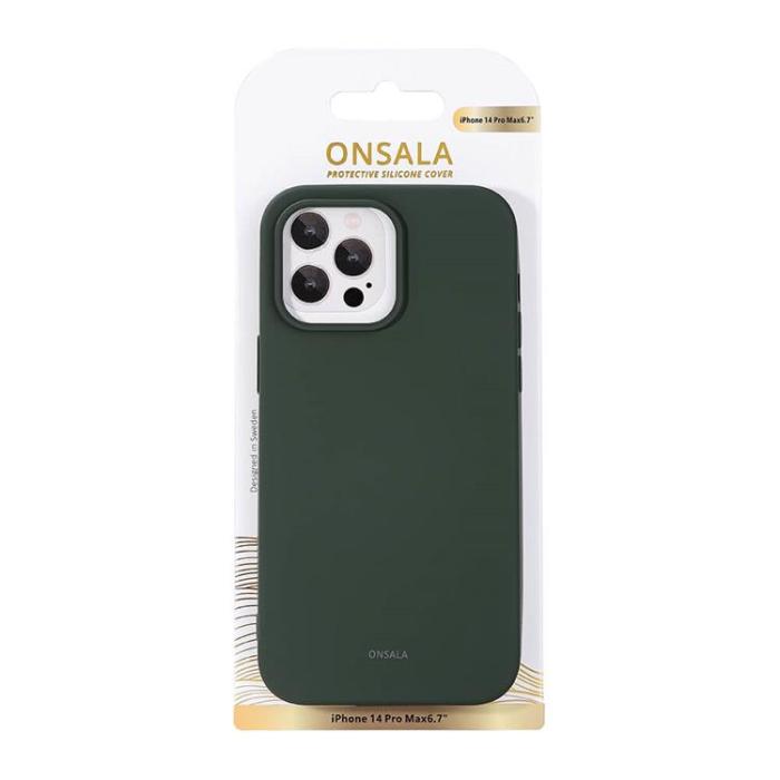 Onsala - ONSALA iPhone 14 Pro Skal Silikon Chalk - Olivgrön